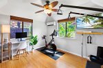 State-of-the-art home gym for cycling, strength training, yoga and more Featuring a Peloton bike and a Tonal smart home gym. Also includes a dedicated office space with a desk, monitor,  and high speed wifi making this the perfect remote workspace. 